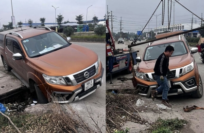 Ảnh TNGT: Nissan Navara 98LD 00775 bất cẩn 